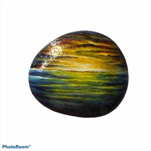 Handpainted Rock Art Ocean Decor Stone Sunset Tropical Beach Sea Artwork